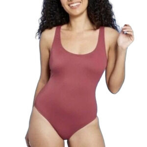 SEA Angel Textured Ribbed One Piece Swimsuit Mauve small NWT